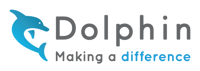 Dolphin logo. Blue dolphin graphic with the words 'Dolphin. Making a difference'
