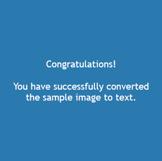 Sample image to be copied to the Clipboard. Text on image reads Congratulations! You have successfully converted the sample image to text.