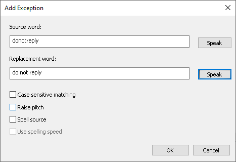 Image of the Add Exceptions dialog box.