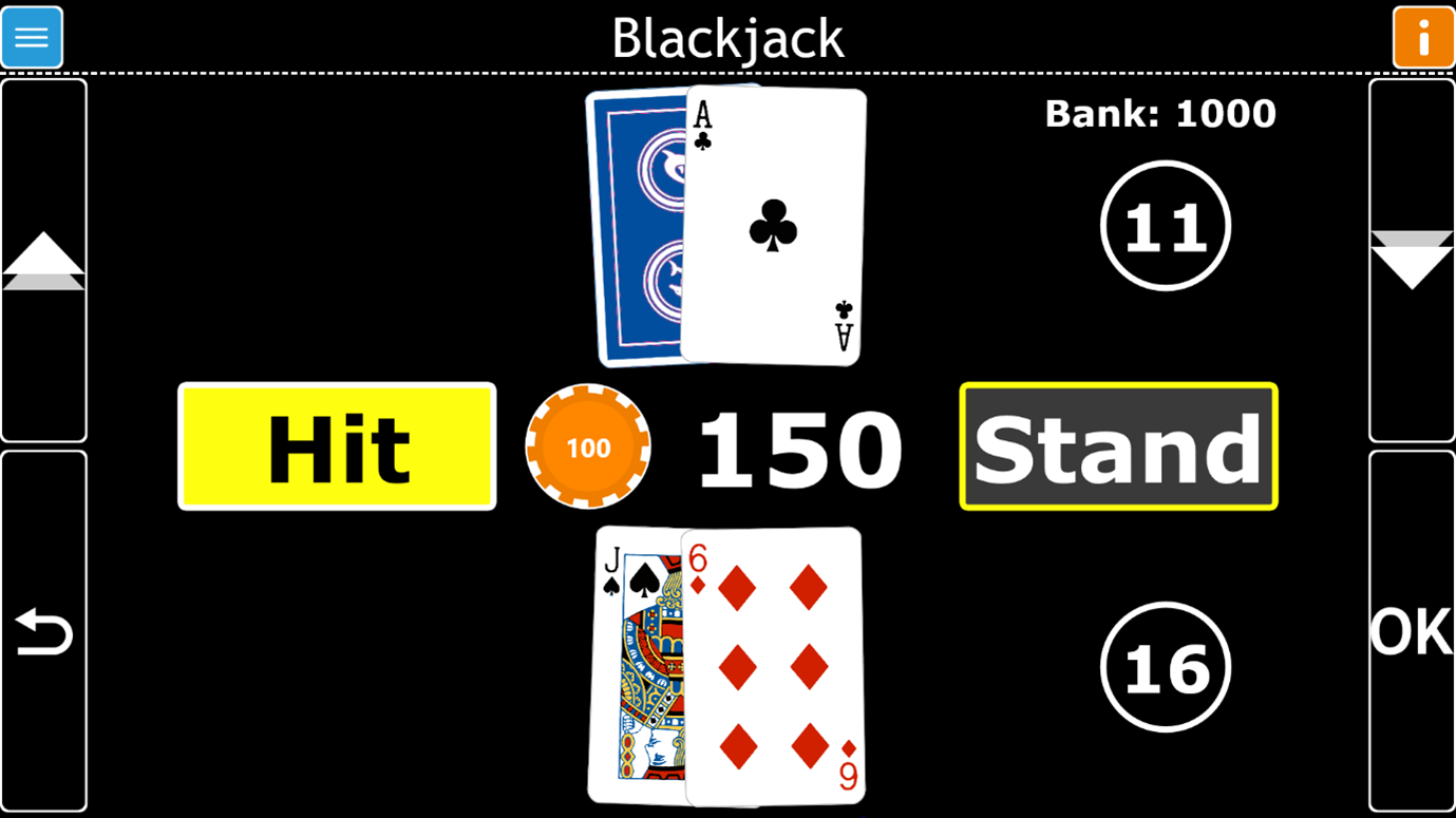 Image of a game of blackjack being played in GuideConnect