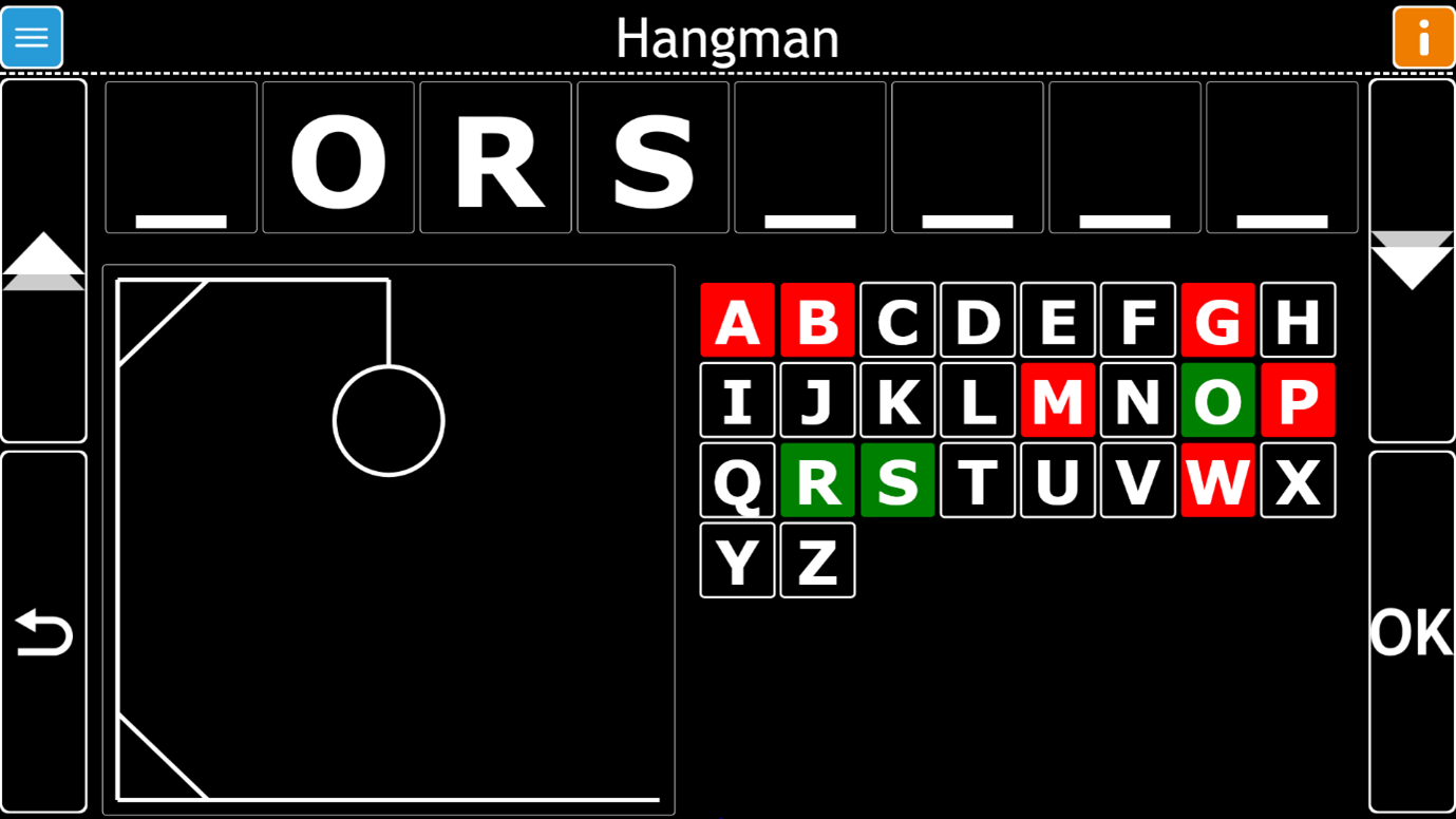 Image of a game of Hangman being played in GuideConnect.