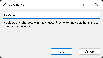 Image of the Windows Name dialog box with the Save As window title unchanged in the edit box.