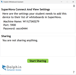 Image of the Dolphin Whiteboard Assistant start screen