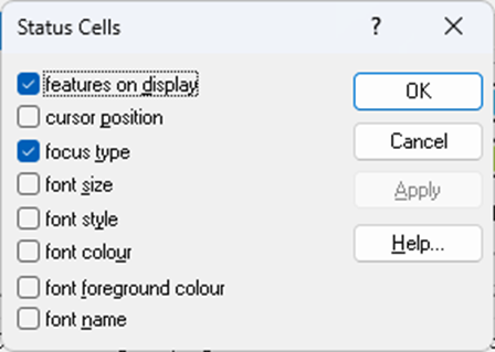 Image showing the Status cells dialog box
